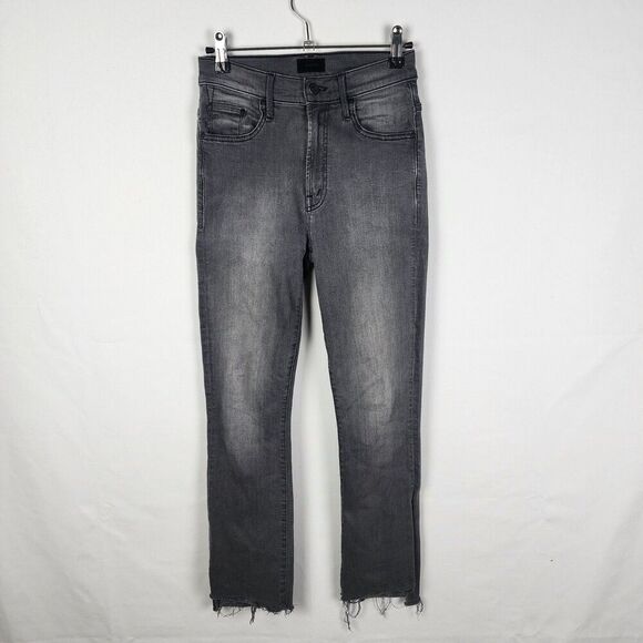 MOTHER The Insider crop Step Fray Jeans Size 24 Dark Grey Punk Grunge Casual - Picture 1 of 8